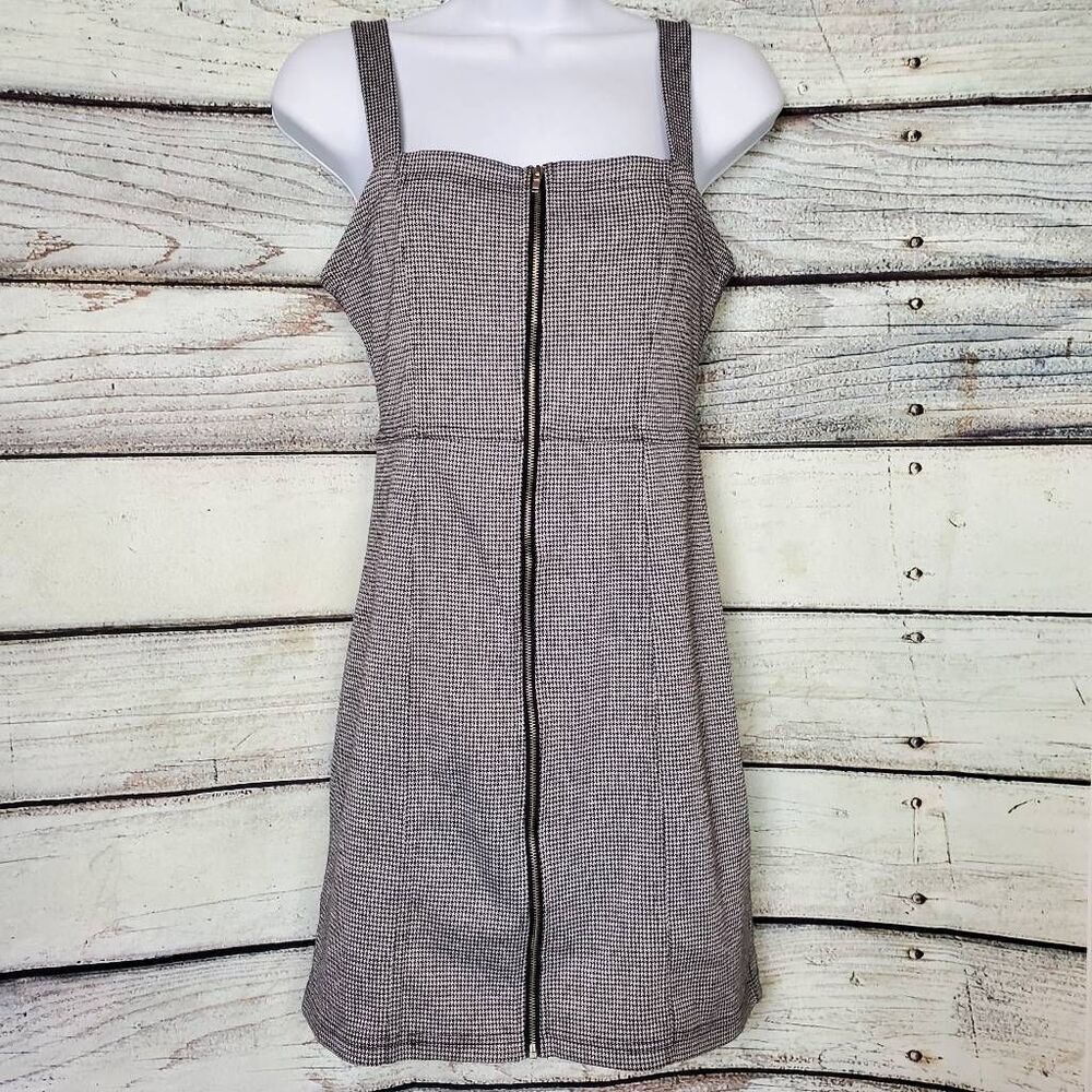 Forever 21 Plaid Zip Front Mini Dress Women’s Size M Sleeveless Bodycon